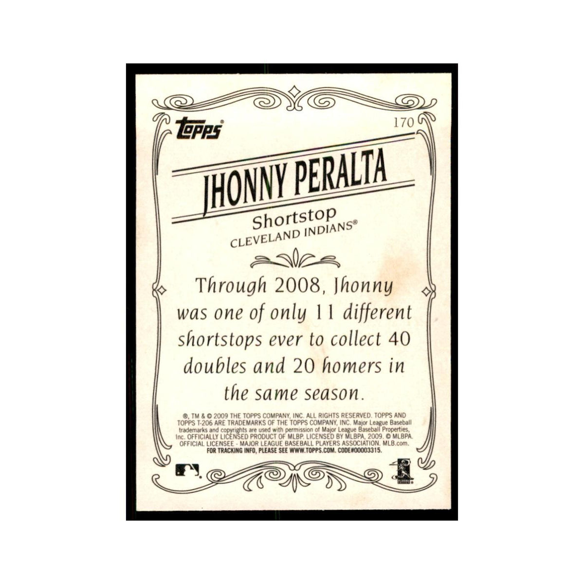 2009 Topps 206 Jhonny Peralta Baseball Cards #170
