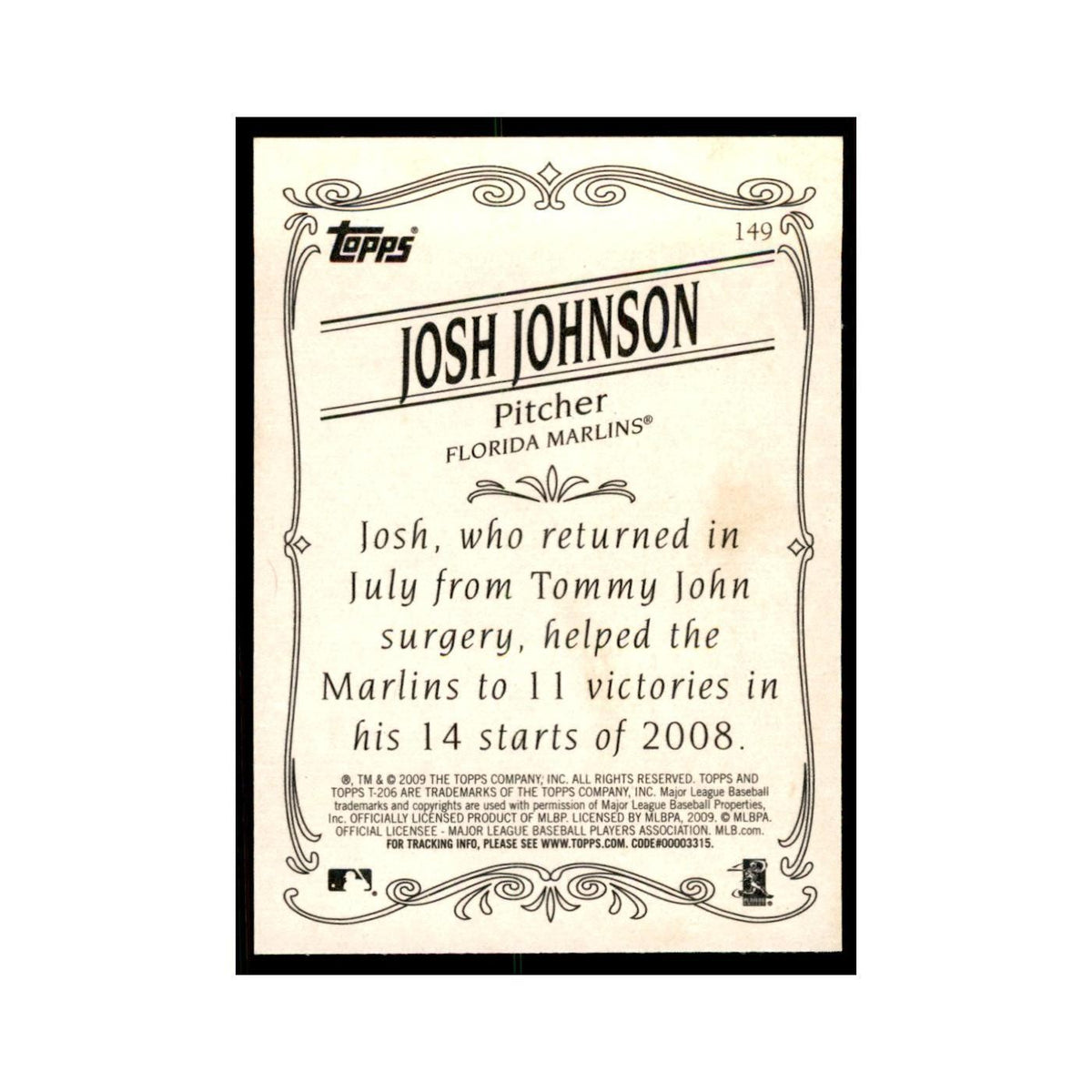 2009 Topps 206 Josh Johnson Baseball Cards #149