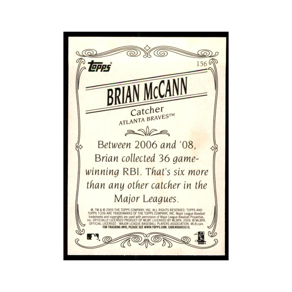 2009 Topps 206 Brian McCann Baseball Cards #156