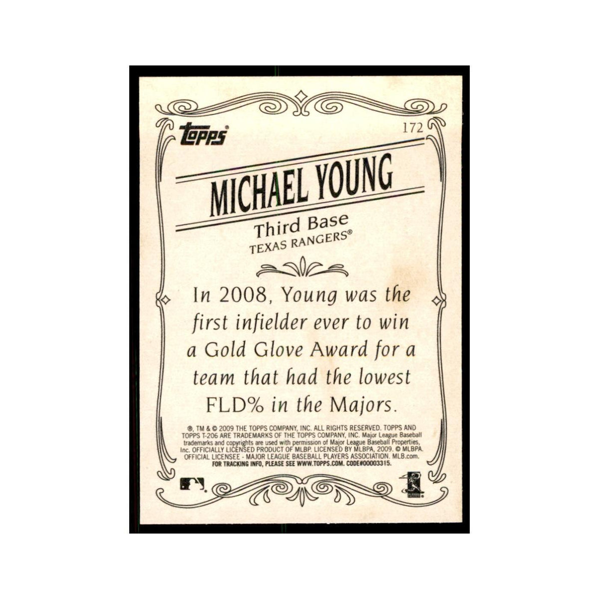2009 Topps 206 Michael Young Baseball Cards #172