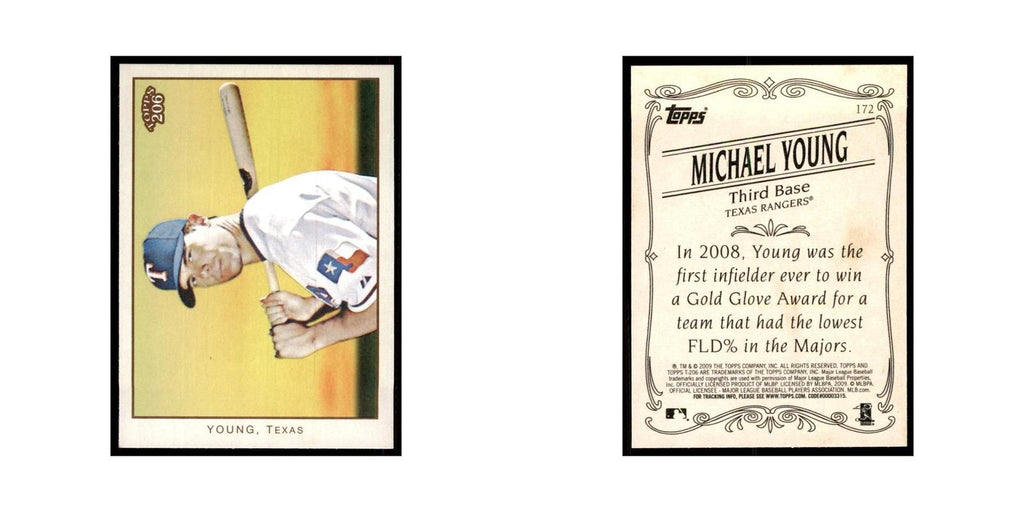 2009 Topps 206 Michael Young Baseball Cards #172