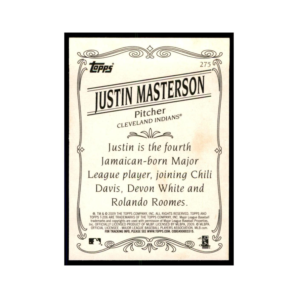 2009 Topps 206 Justin Masterson Baseball Cards #275