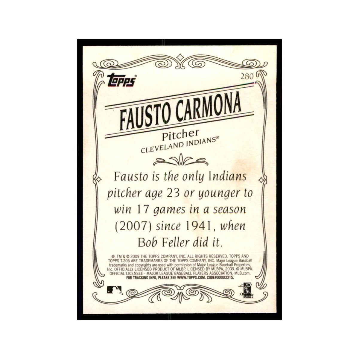 2009 Topps 206 Fausto Carmona Baseball Cards #280