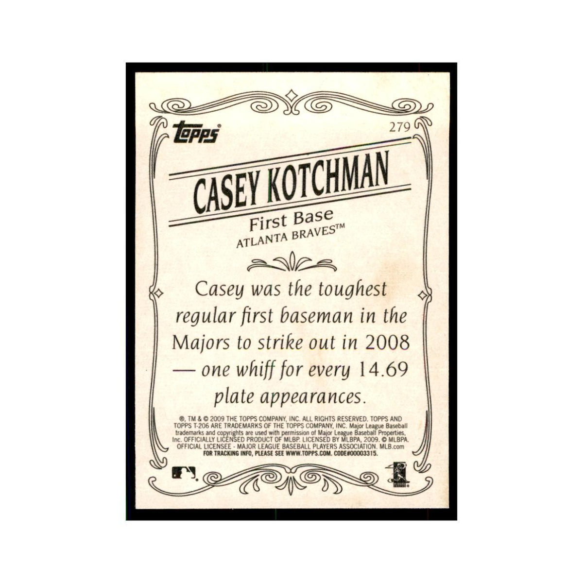 2009 Topps 206 Casey Kotchman Baseball Cards #279