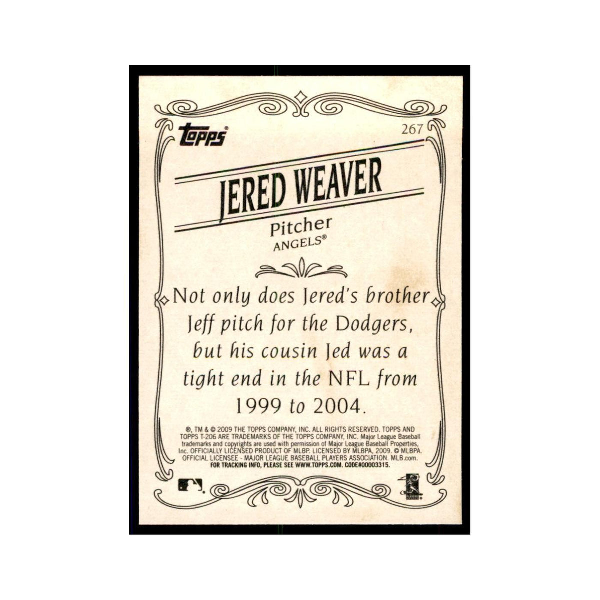 2009 Topps 206 Jered Weaver Baseball Cards #267
