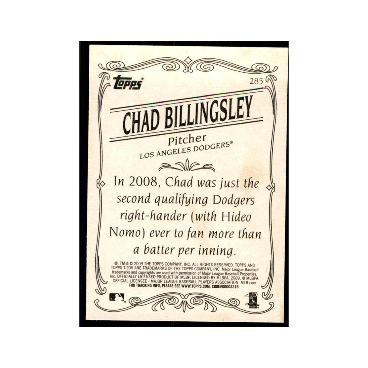 2009 Topps 206 Chad Billingsley Baseball Cards #285