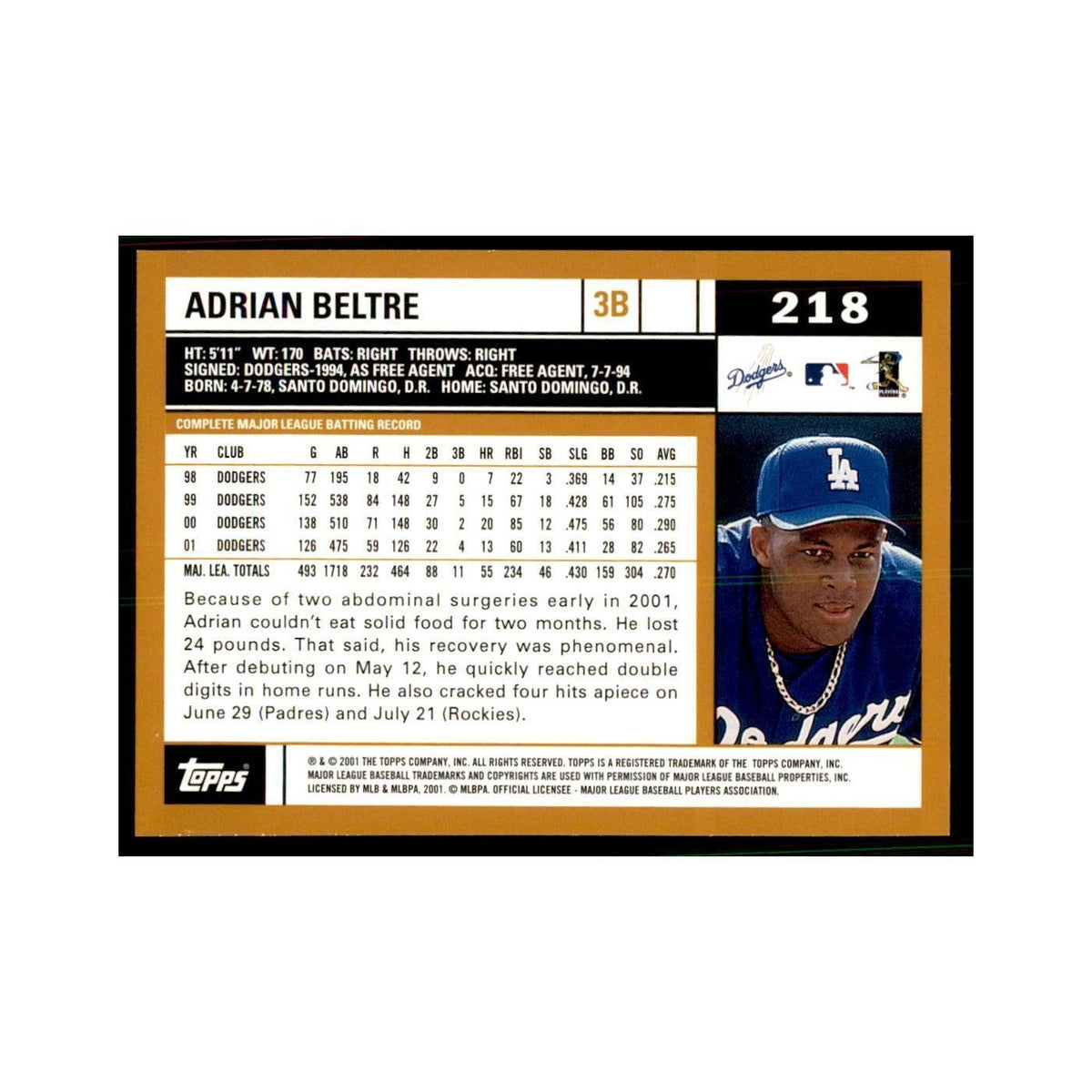 2002 Topps Home Team Advantage Adrian Beltre Baseball Cards #218