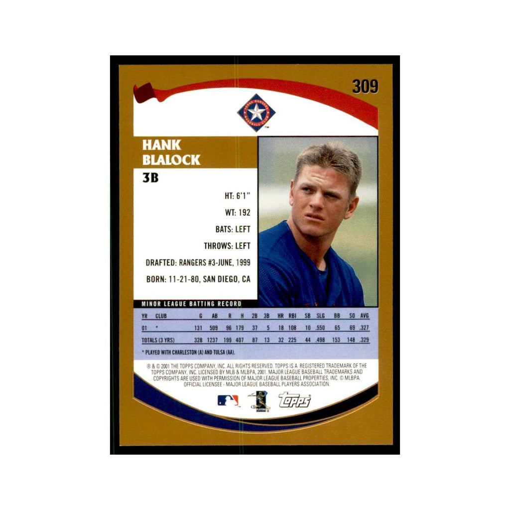 2002 Topps Home Team Advantage Hank Blalock Baseball Cards #309