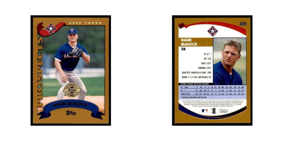 2002 Topps Home Team Advantage Hank Blalock Baseball Cards #309