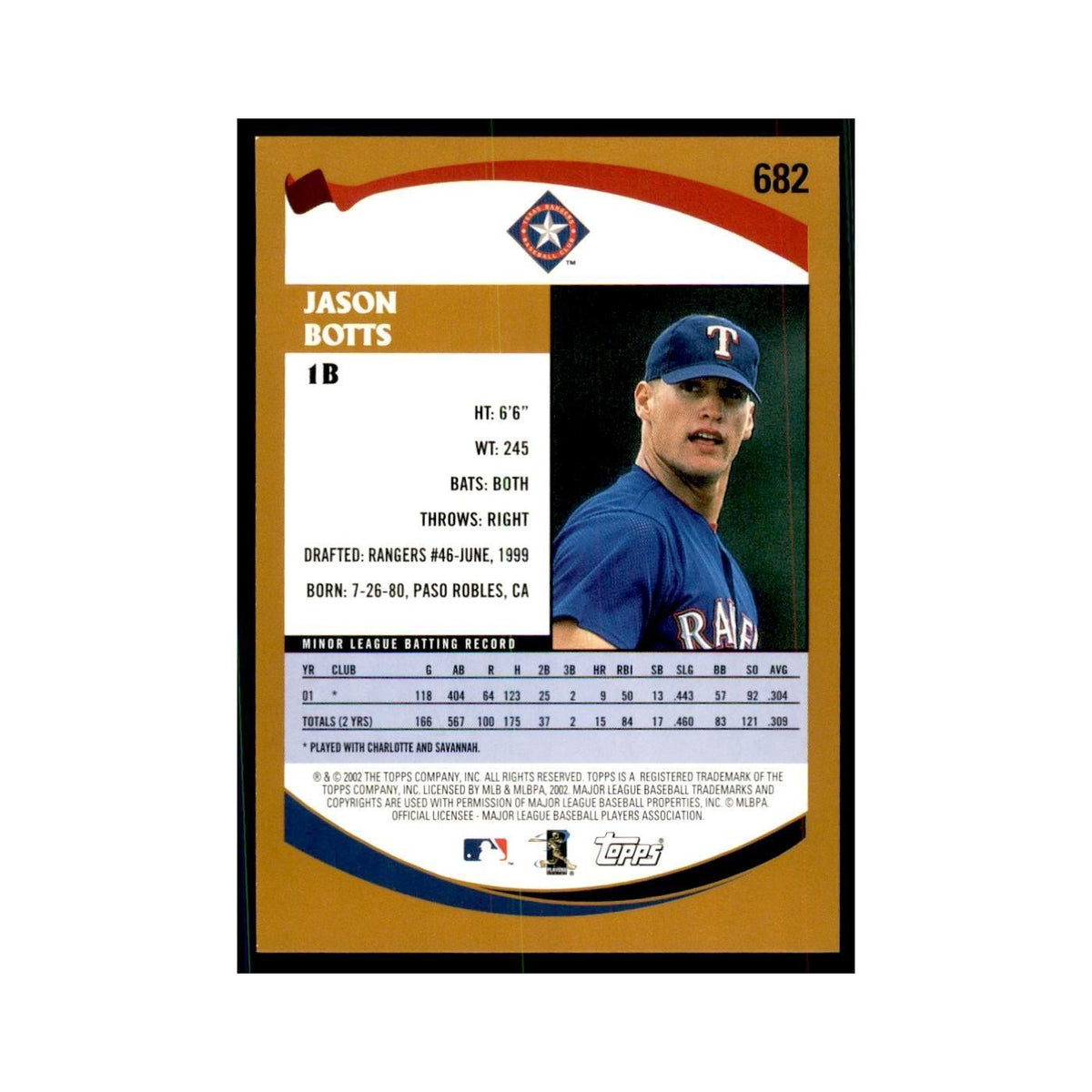 2002 Topps Home Team Advantage Jason Botts Baseball Cards #682
