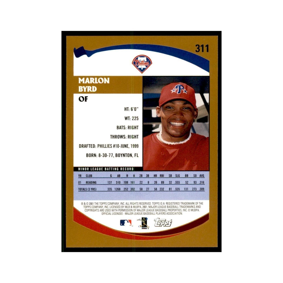 2002 Topps Home Team Advantage Marlon Byrd Baseball Cards #311