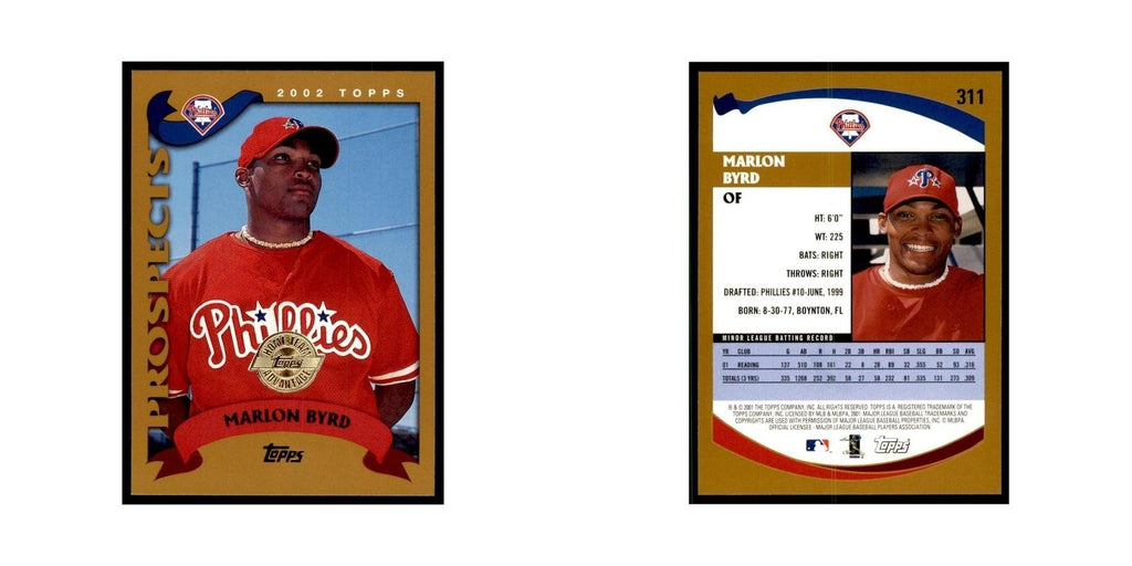 2002 Topps Home Team Advantage Marlon Byrd Baseball Cards #311