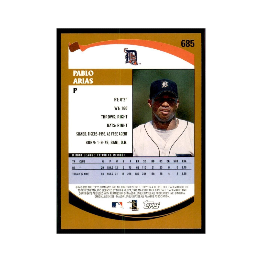 2002 Topps Home Team Advantage Pablo Arias Baseball Cards #685