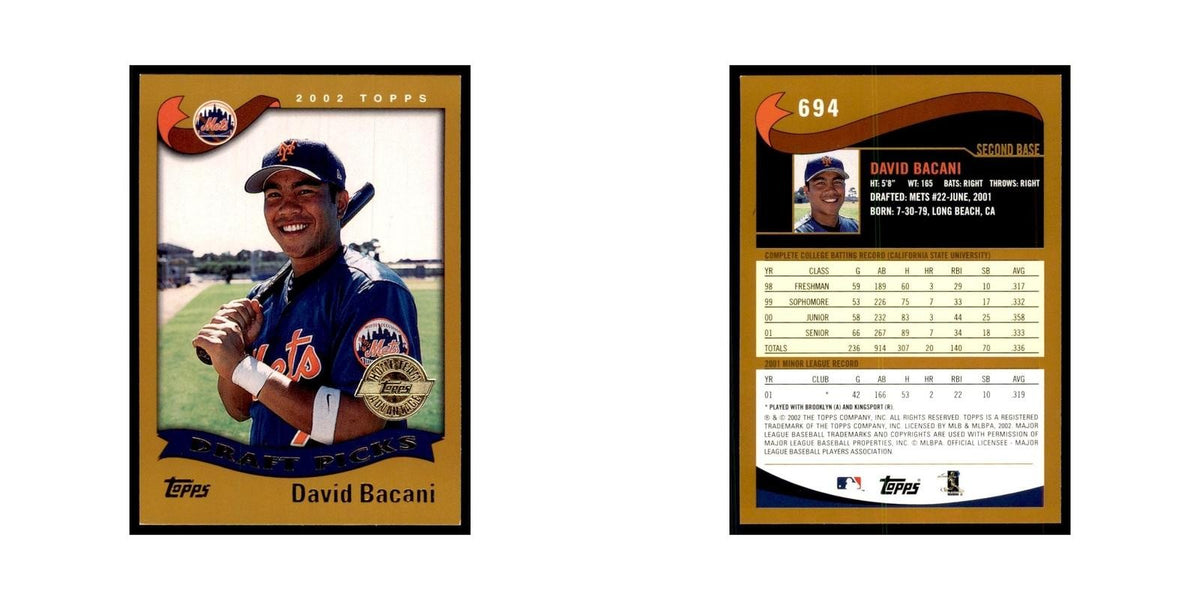 2002 Topps Home Team Advantage David Bacani Baseball Cards #694