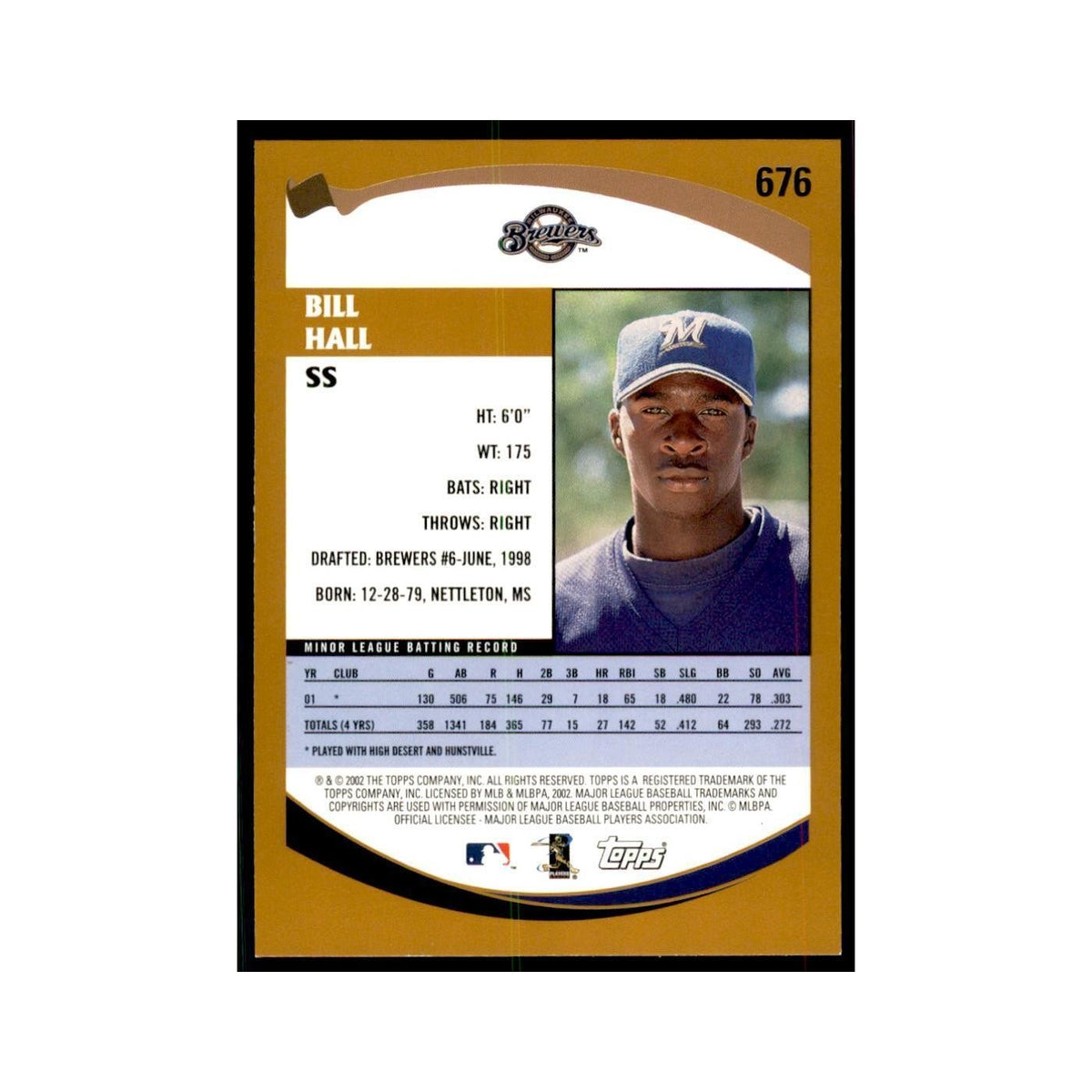 2002 Topps Home Team Advantage Bill Hall Baseball Cards #676