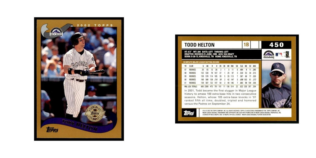 2002 Topps Home Team Advantage Todd Helton Baseball Cards #450