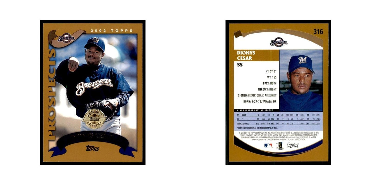 2002 Topps Home Team Advantage Dionys Cesar Baseball Cards #316