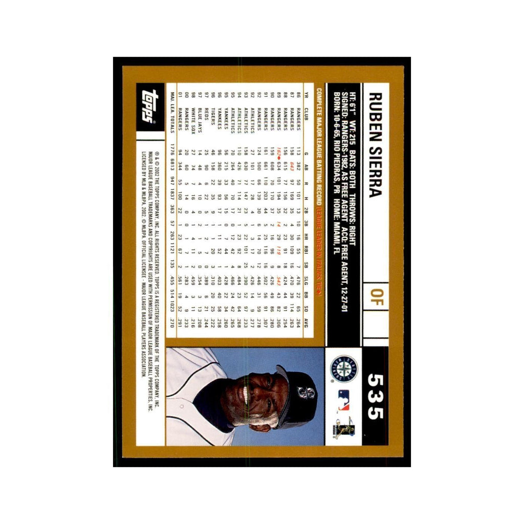 2002 Topps Home Team Advantage Ruben Sierra Baseball Cards #535