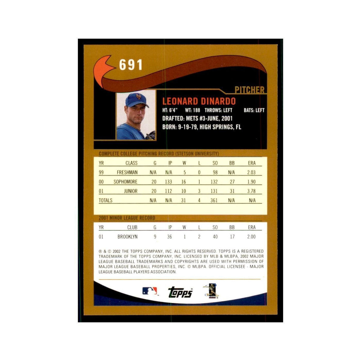 2002 Topps Home Team Advantage Lenny DiNardo Baseball Cards #691