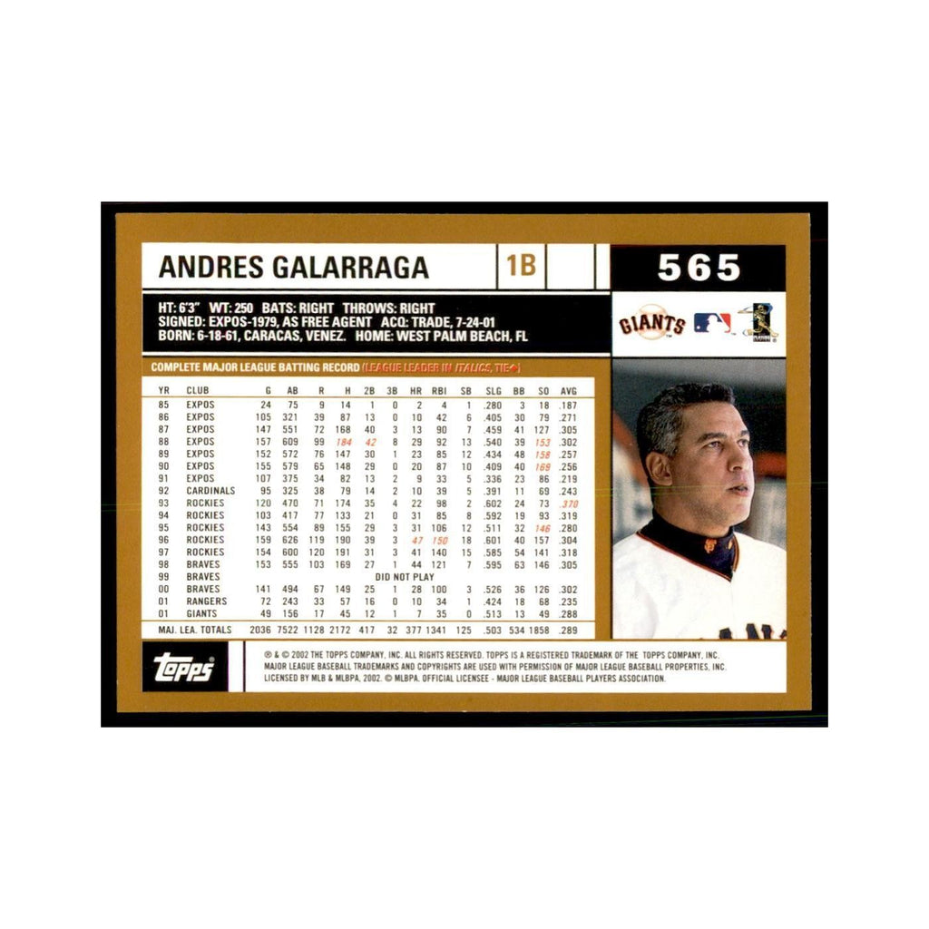 2002 Topps Home Team Advantage Andres Galarraga Baseball Cards #565