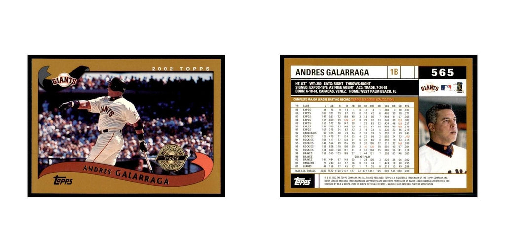 2002 Topps Home Team Advantage Andres Galarraga Baseball Cards #565