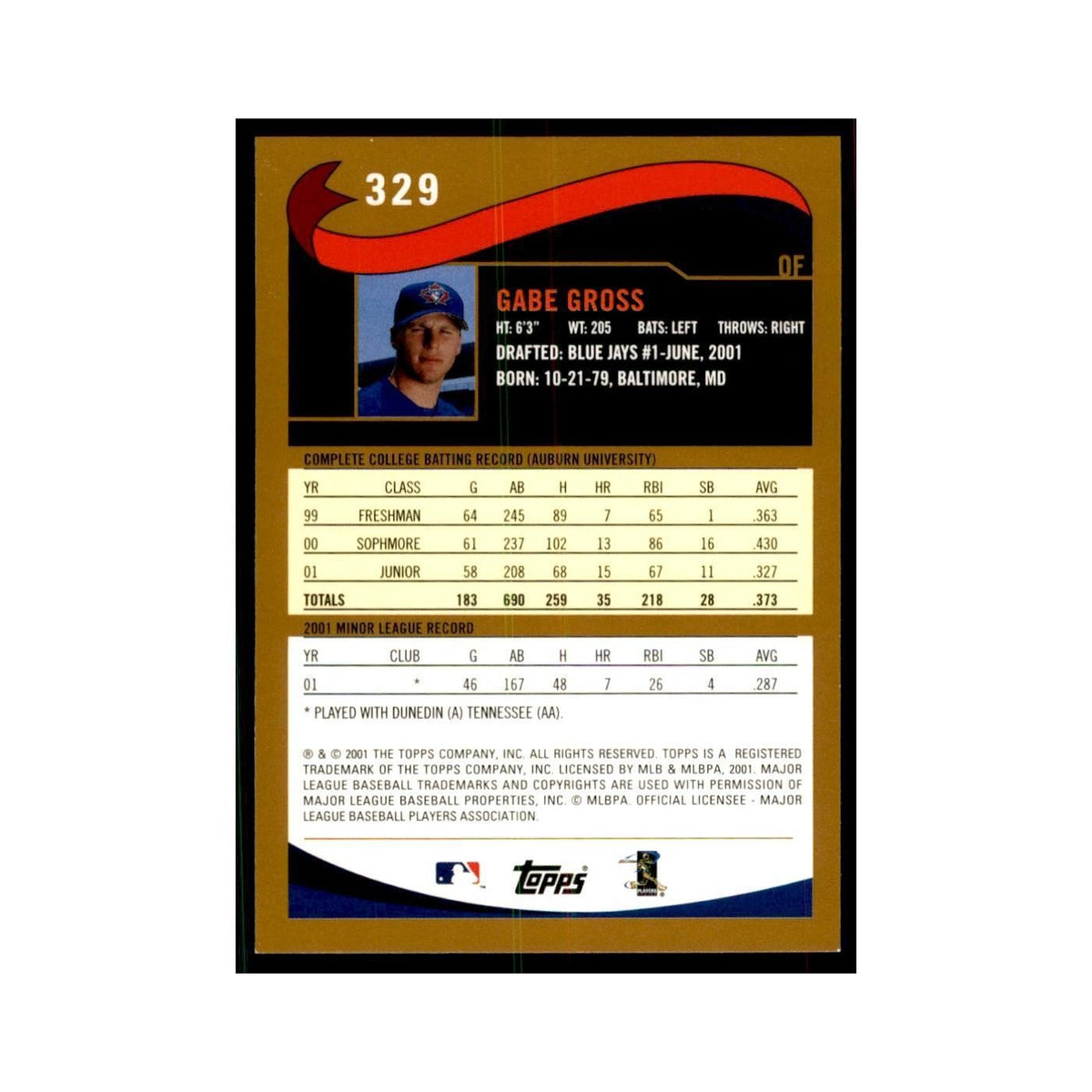 2002 Topps Home Team Advantage Gabe Gross Baseball Cards #329