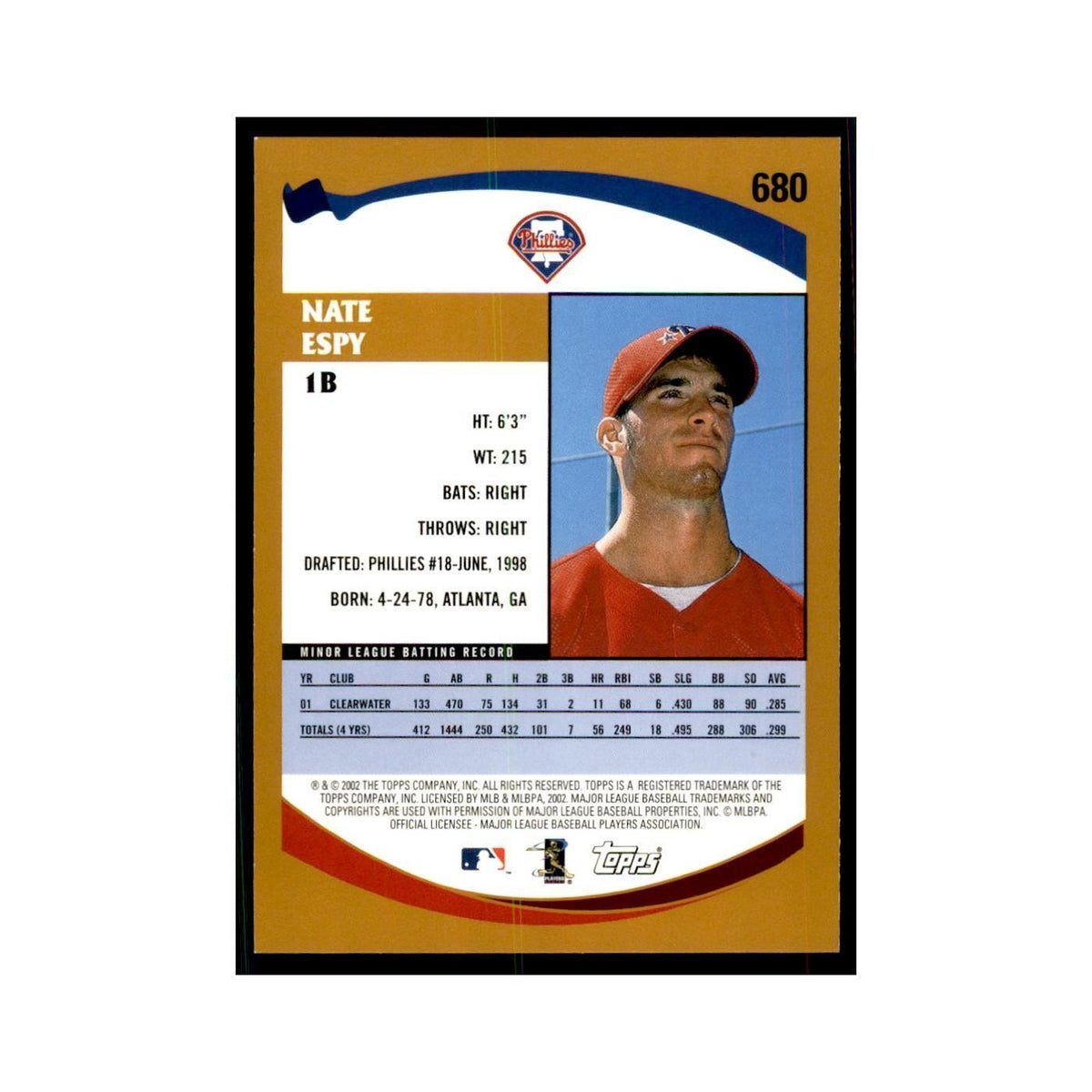2002 Topps Home Team Advantage Nate Espy Baseball Cards #680