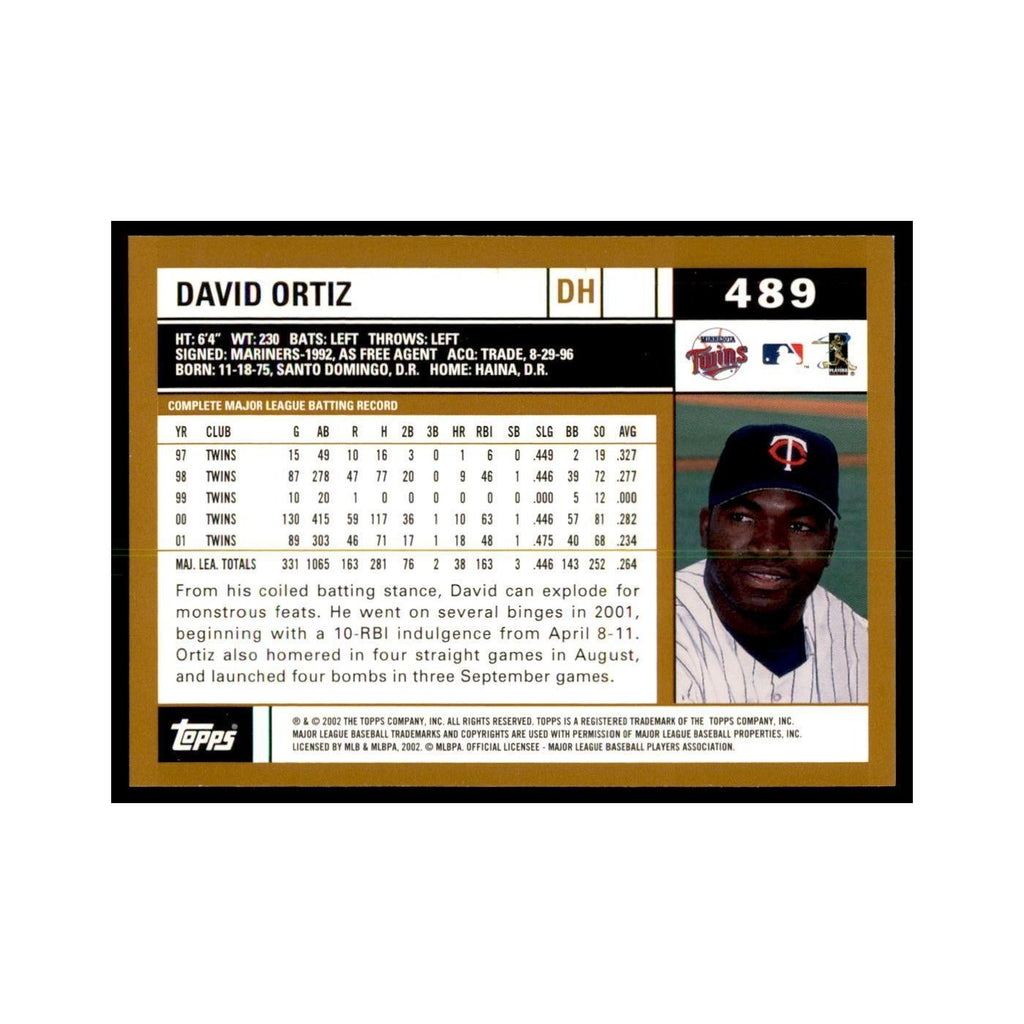 2002 Topps Home Team Advantage David Ortiz Baseball Cards #489