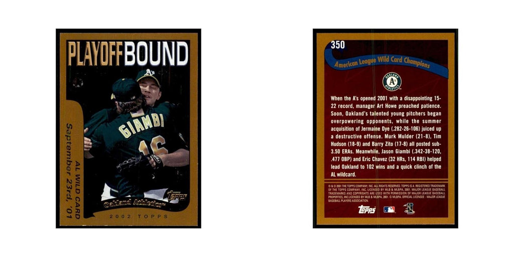 2002 Topps Home Team Advantage Al Wild Card Baseball Cards #350