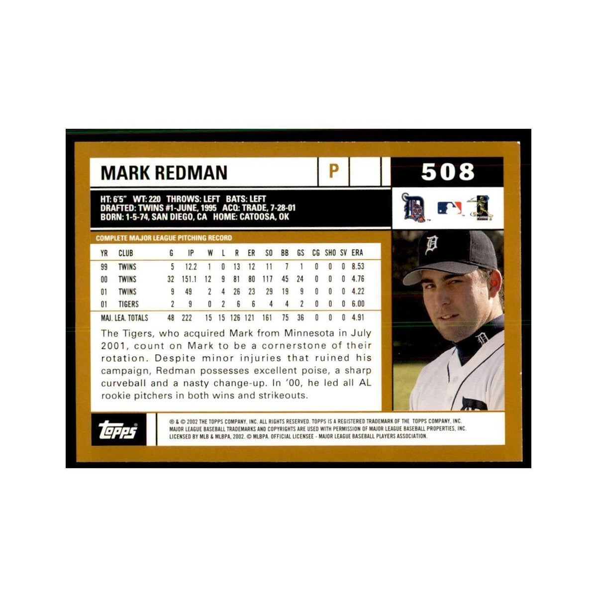 2002 Topps Home Team Advantage Mark Redman Baseball Cards #508