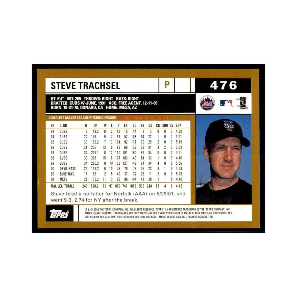 2002 Topps Home Team Advantage Steve Trachsel Baseball Cards #476