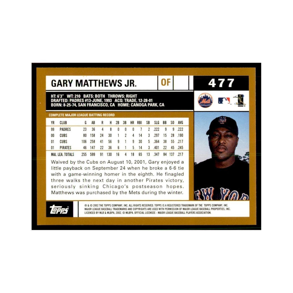 2002 Topps Home Team Advantage Gary Matthews Jr. Baseball Cards #477