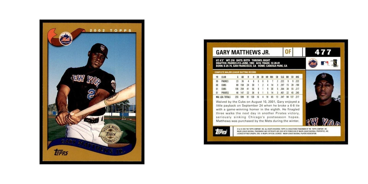 2002 Topps Home Team Advantage Gary Matthews Jr. Baseball Cards #477