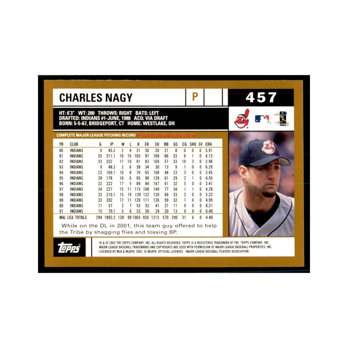 2002 Topps Home Team Advantage Charles Nagy Baseball Cards #457