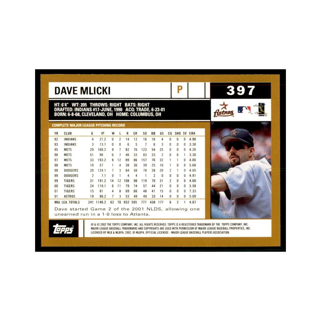 2002 Topps Home Team Advantage Dave Mlicki Baseball Cards #397
