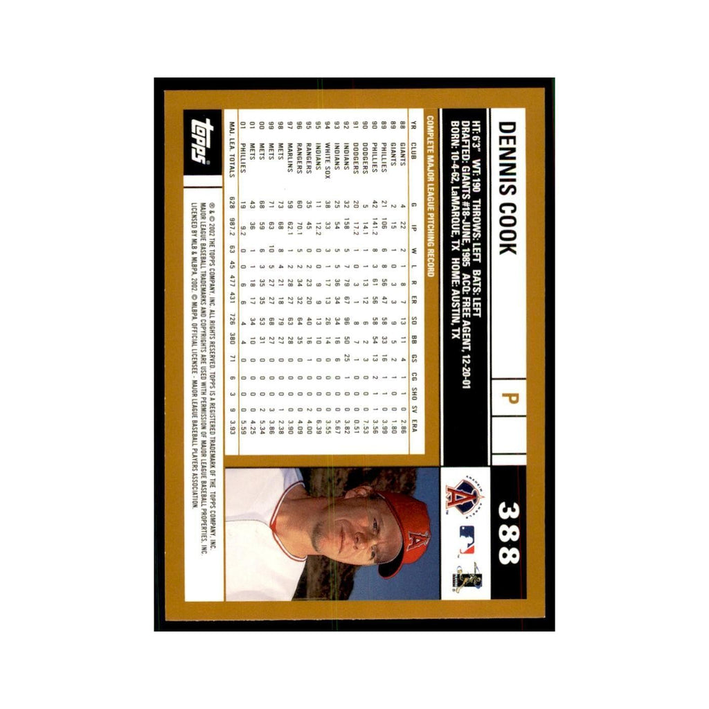 2002 Topps Home Team Advantage Dennis Cook Baseball Cards #388