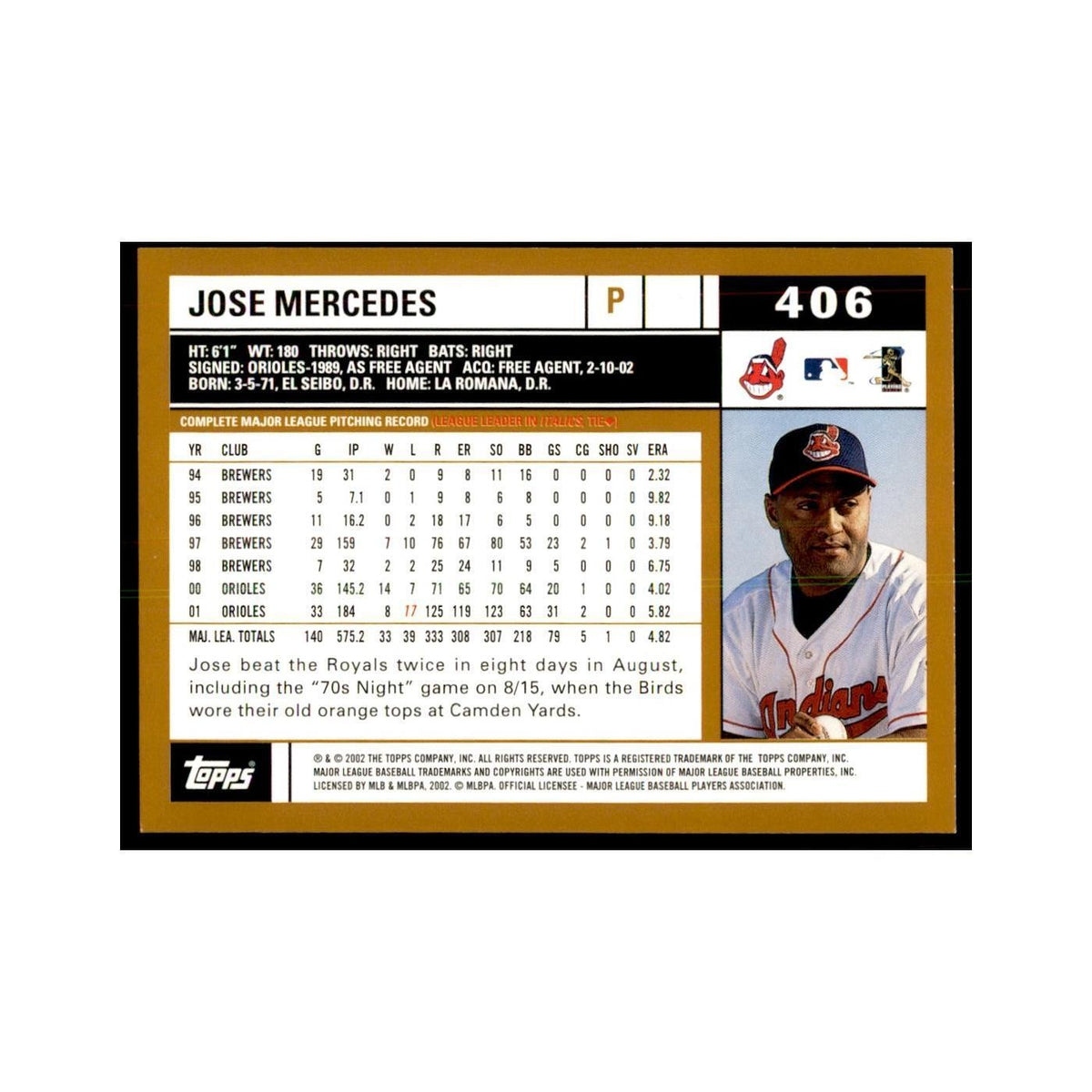 2002 Topps Home Team Advantage Jose Mercedes Baseball Cards #406