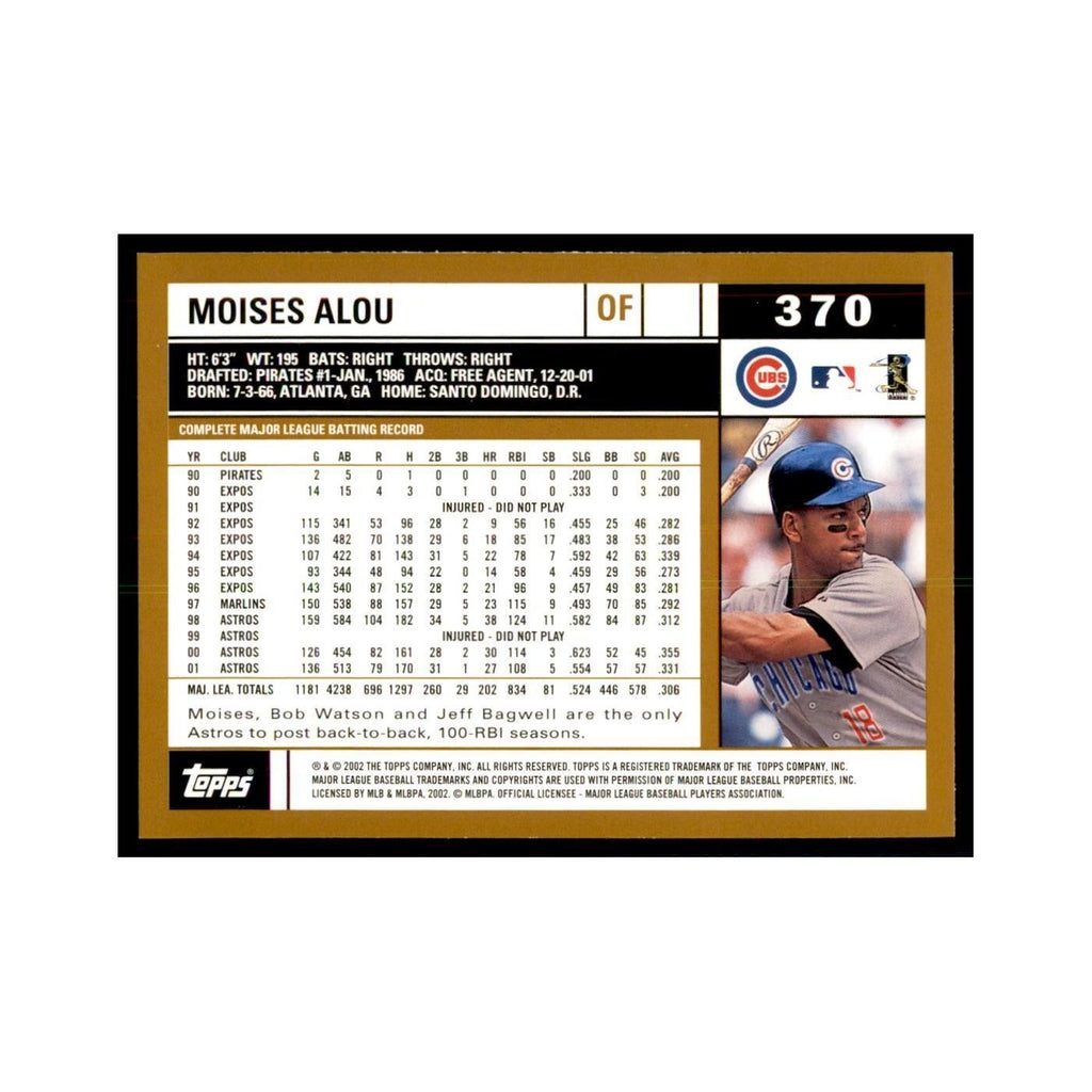 2002 Topps Home Team Advantage Moises Alou Baseball Cards #370