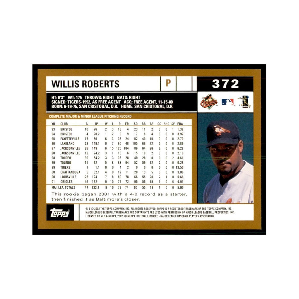 2002 Topps Home Team Advantage Willis Roberts Baseball Cards #372