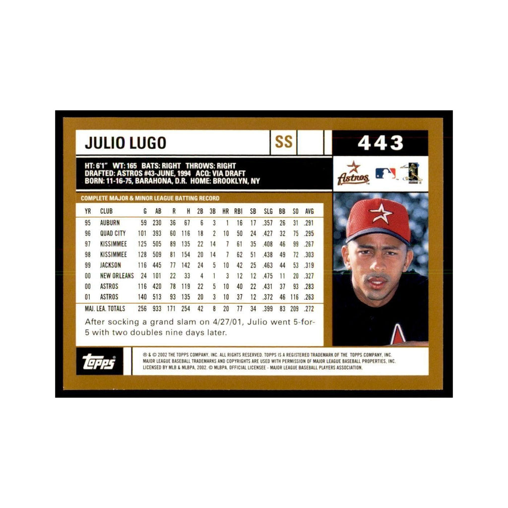 2002 Topps Home Team Advantage Julio Lugo Baseball Cards #443
