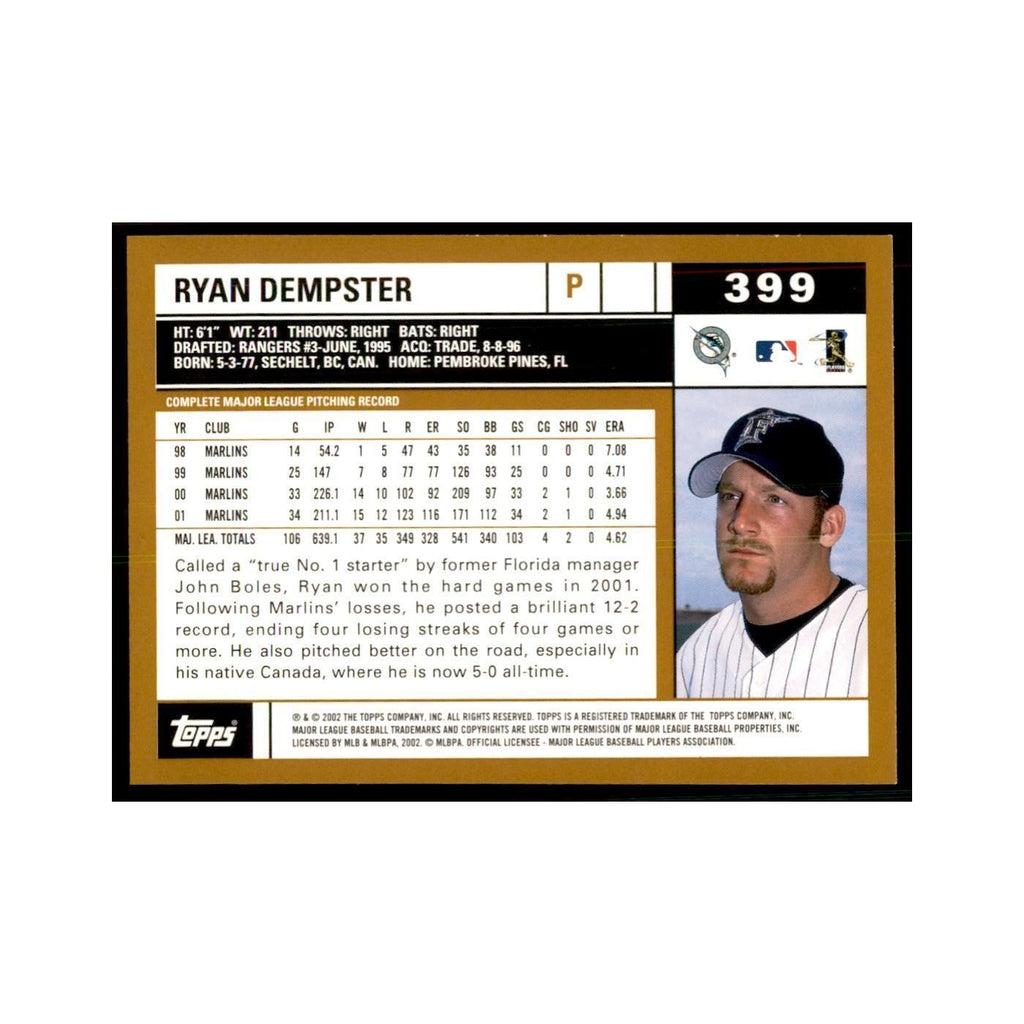 2002 Topps Home Team Advantage Ryan Dempster Baseball Cards #399