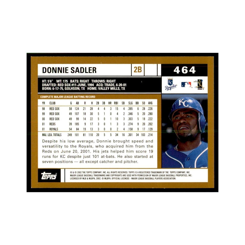 2002 Topps Home Team Advantage Donnie Sadler Baseball Cards #464