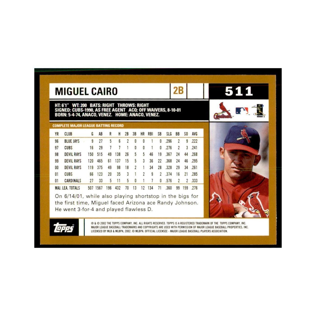 2002 Topps Home Team Advantage Miguel Cairo Baseball Cards #511