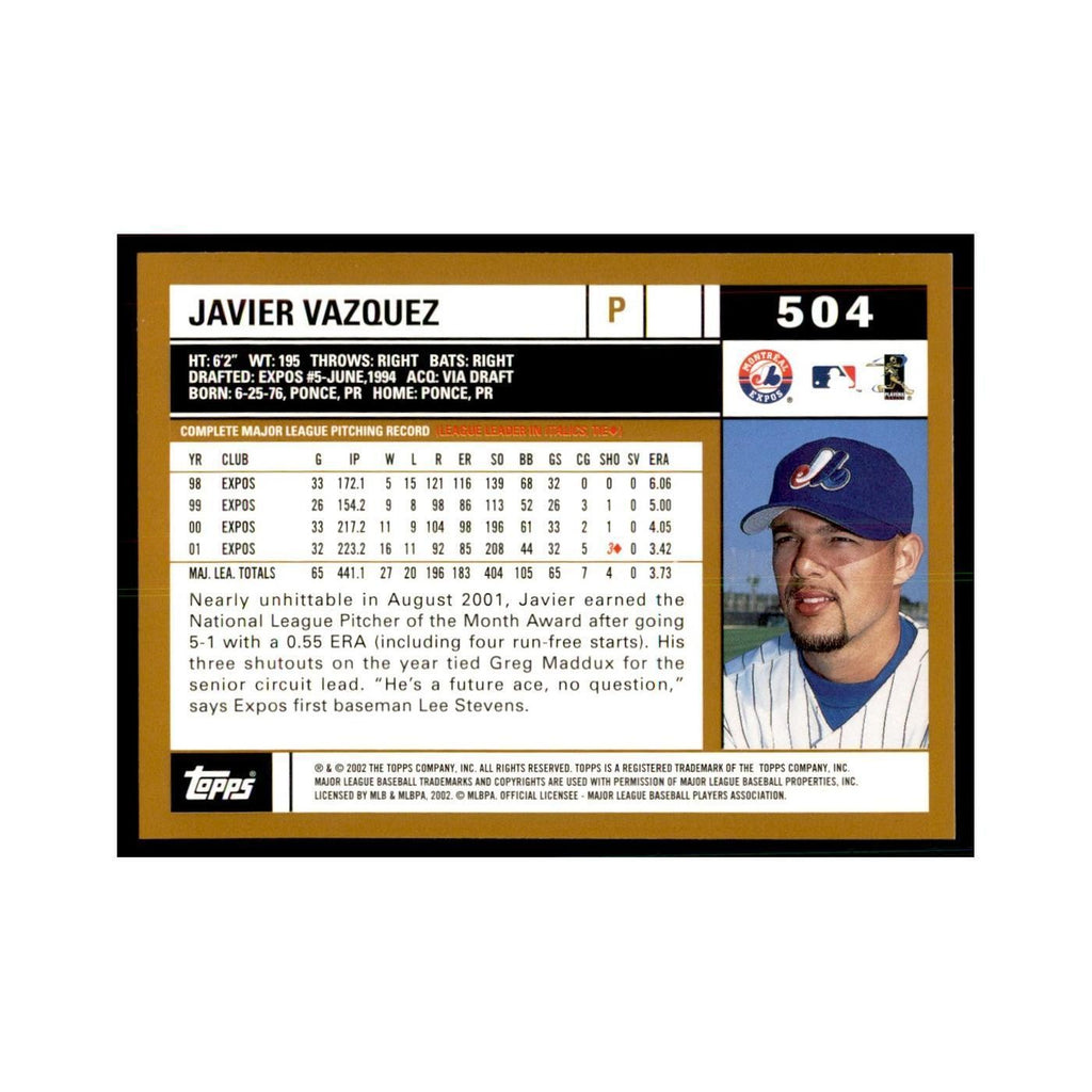 2002 Topps Home Team Advantage Javier Vazquez Baseball Cards #504