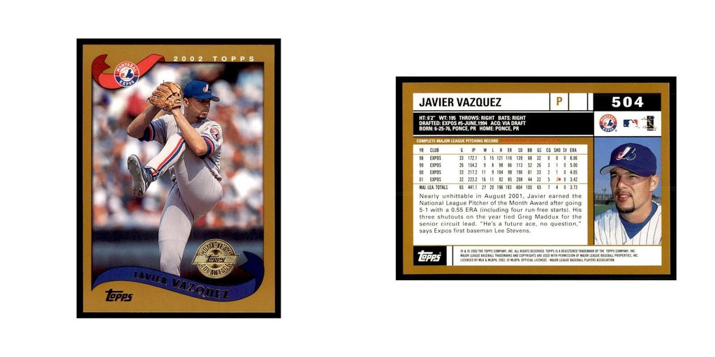 2002 Topps Home Team Advantage Javier Vazquez Baseball Cards #504