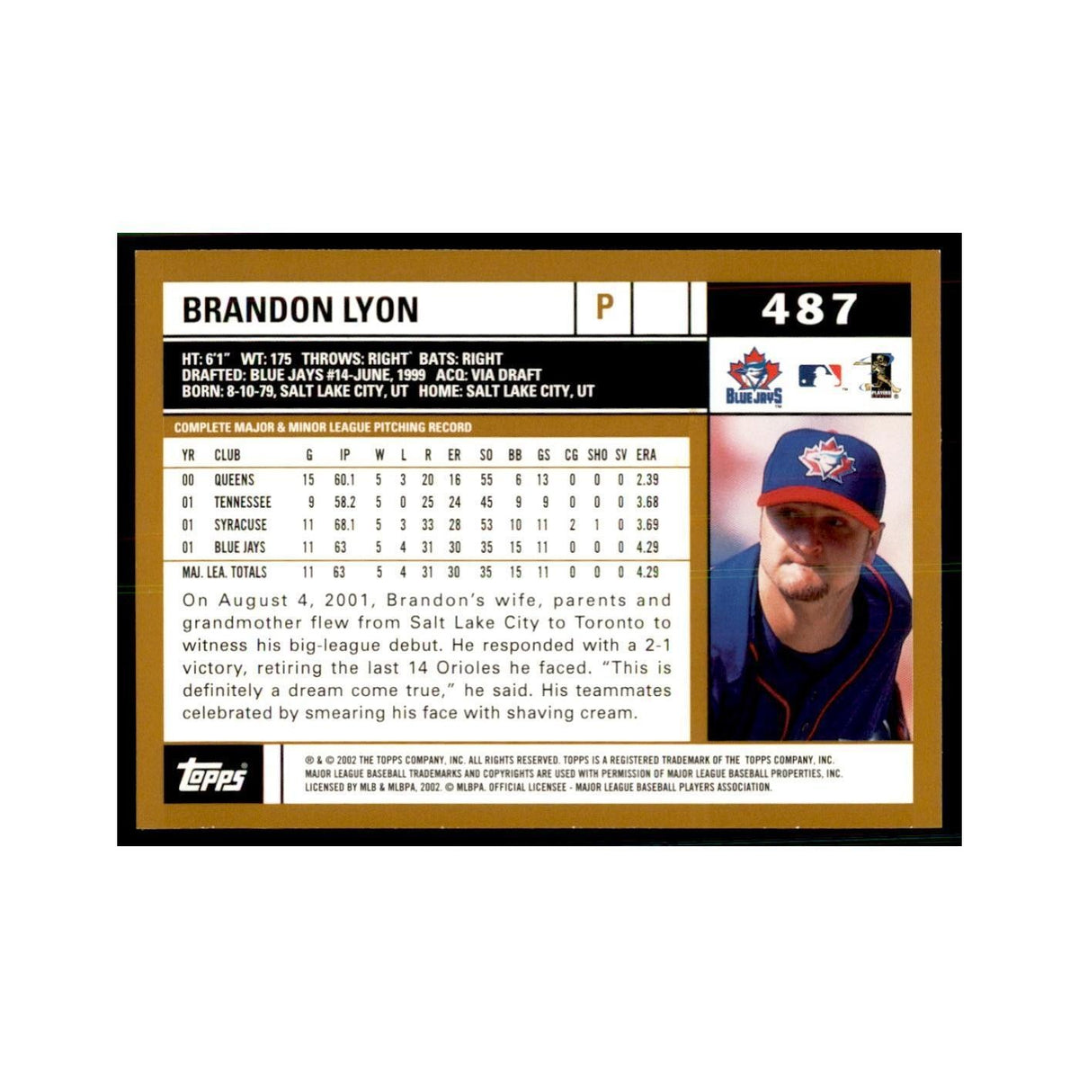 2002 Topps Home Team Advantage Brandon Lyon Baseball Cards #487