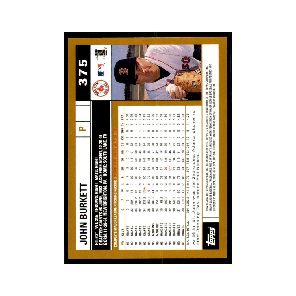 2002 Topps Home Team Advantage John Burkett Baseball Cards #375