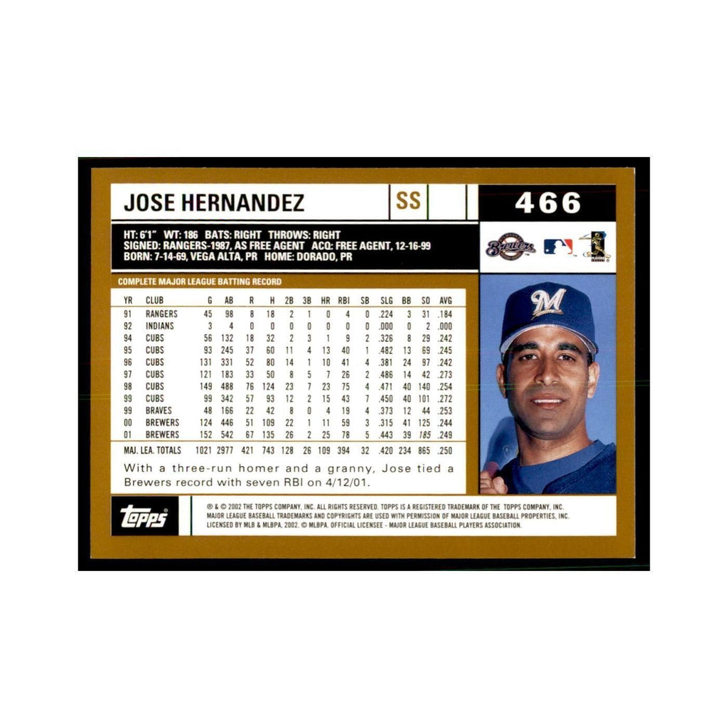 2002 Topps Home Team Advantage Jose Hernandez Baseball Cards #466