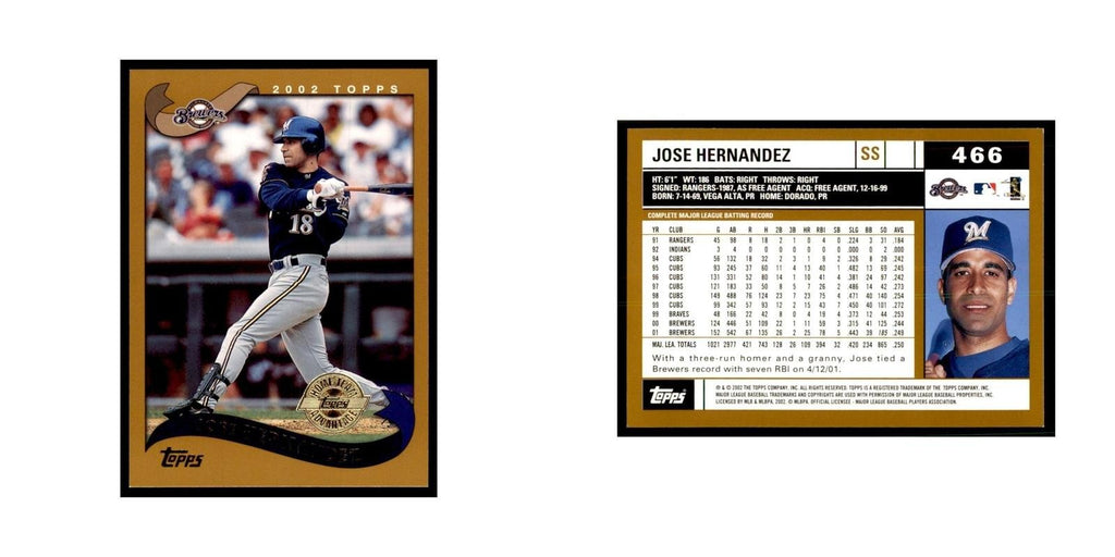 2002 Topps Home Team Advantage Jose Hernandez Baseball Cards #466