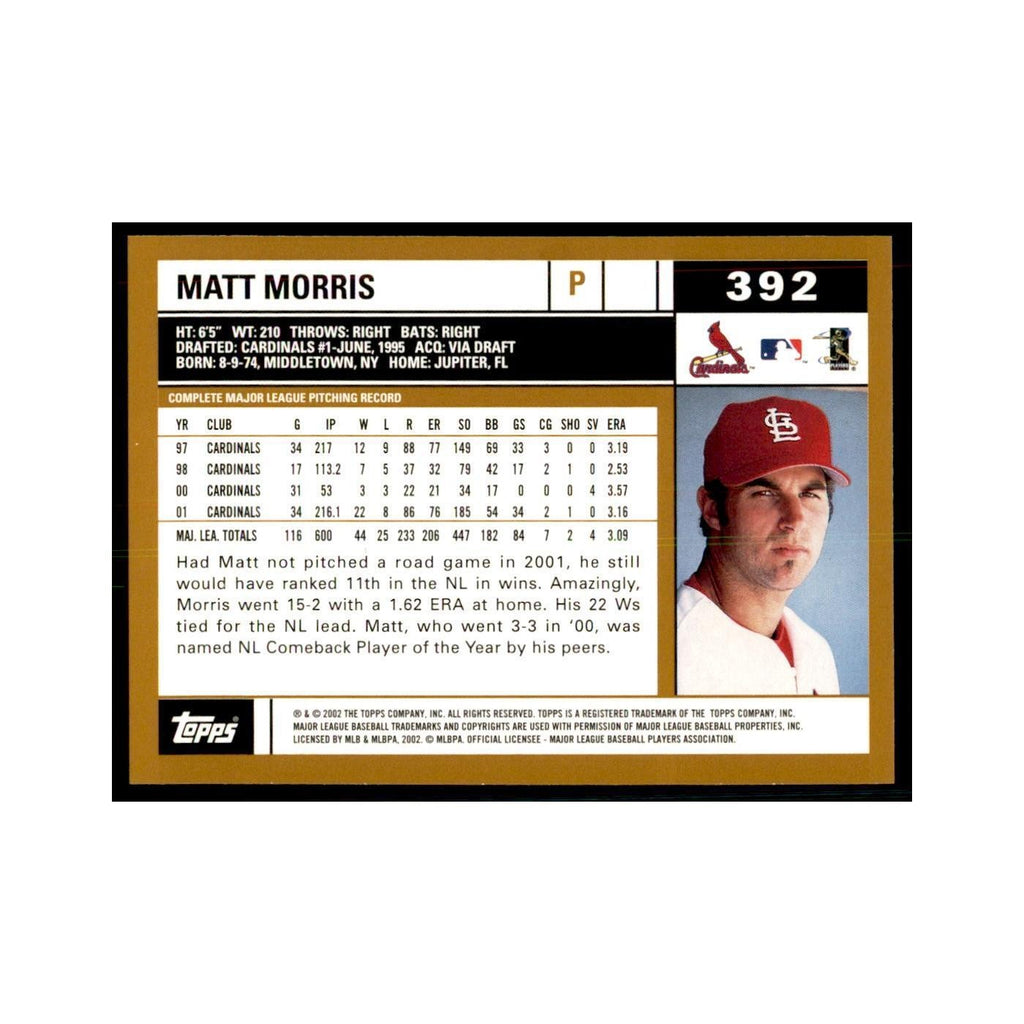 2002 Topps Home Team Advantage Matt Morris Baseball Cards #392